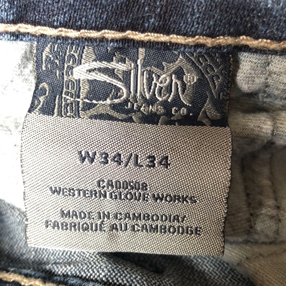 Silver Jeans Suki Size 34 HEMMED Dark Wash Flare Denim - Picture 12 of 13